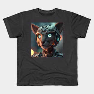 Cyberpunk Kitty (3) - Anthropomorphic Sci fi Cats Kids T-Shirt
